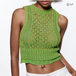 Zara Green Sleeveless Knit Top size‎ small NWT